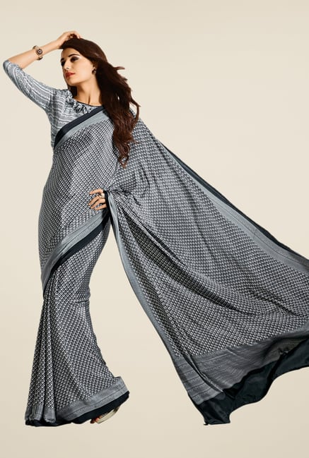 Salwar Studio Black & White Self Print Saree Salwar Studio Black & White Self Print Saree