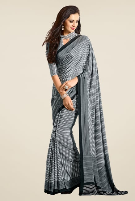 Salwar Studio Black & White Self Print Saree Salwar Studio Black & White Self Print Saree