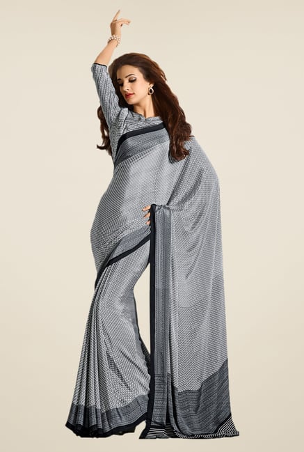 Salwar Studio Black & White Self Print Saree Salwar Studio Black & White Self Print Saree