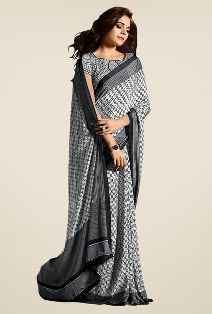 Salwar Studio Black & White Printed Saree Salwar Studio Black & White Printed Saree