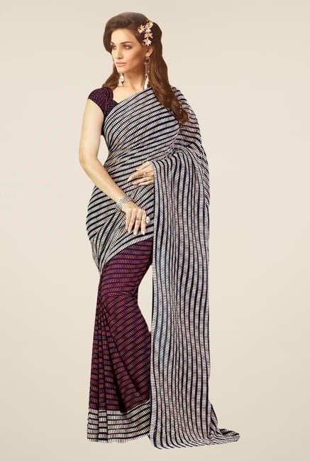 Salwar Studio Black & Purple Self Print Saree Salwar Studio Black & Purple Self Print Saree