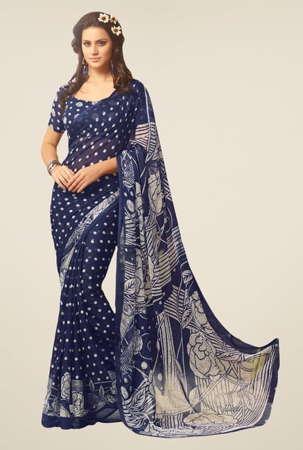 Salwar Studio Navy Polka dots Saree Salwar Studio Navy Polka dots Saree