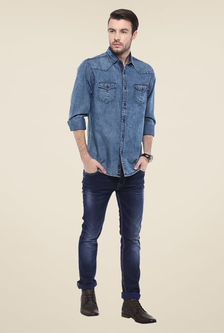 Mufti Blue Textured Shirt Mufti Blue Textured Shirt