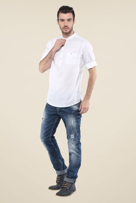 Mufti White Solid Shirt Mufti White Solid Shirt