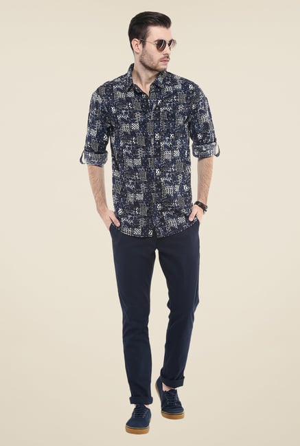 Mufti Navy Printed Shirt Mufti Navy Printed Shirt