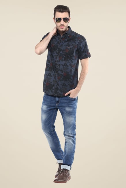 Mufti Grey Floral Print Shirt Mufti Grey Floral Print Shirt