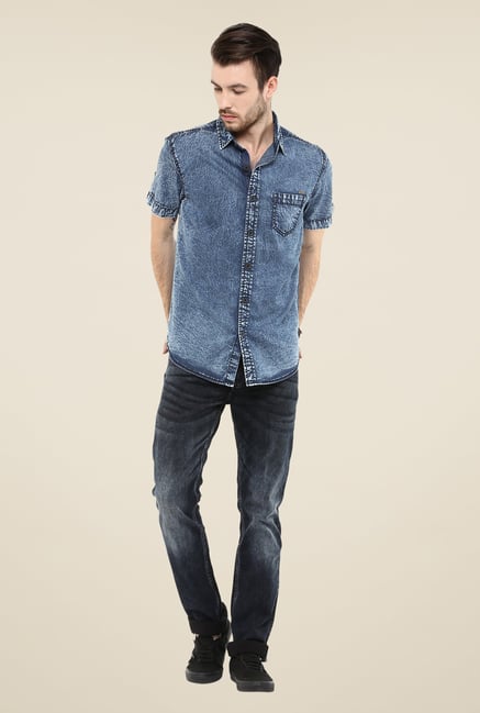 Mufti Blue Textured Shirt Mufti Blue Textured Shirt