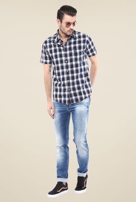 Mufti Mid Blue Solid Jeans Mufti Mid Blue Solid Jeans