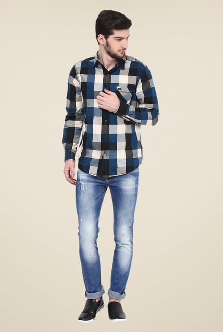 Mufti Mid Blue Distressed Jeans Mufti Mid Blue Distressed Jeans