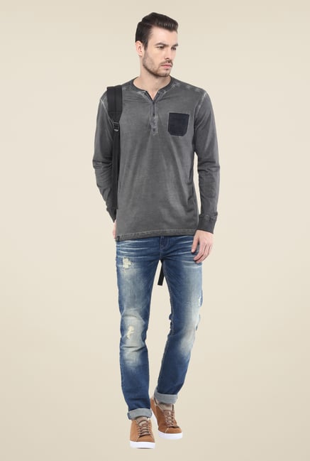 Mufti Grey Solid T Shirt Mufti Grey Solid T Shirt