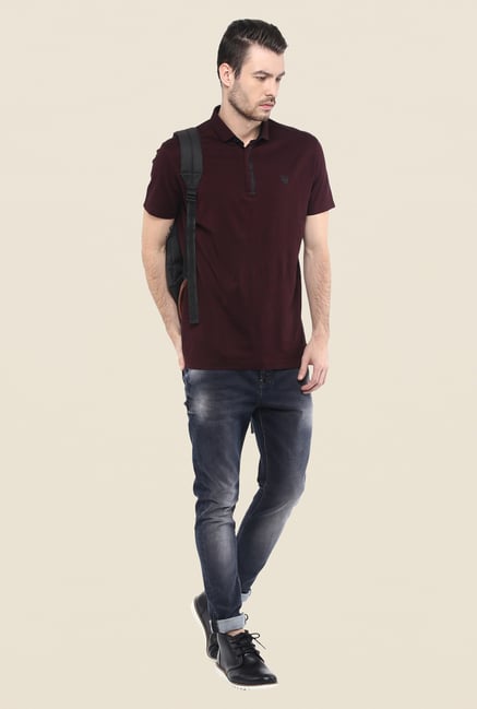 Mufti Maroon Solid Polo T Shirt Mufti Maroon Solid Polo T Shirt