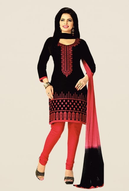 Salwar Studio Black & Red Embroidered Dress Material Salwar Studio Black & Red Embroidered Dress Material
