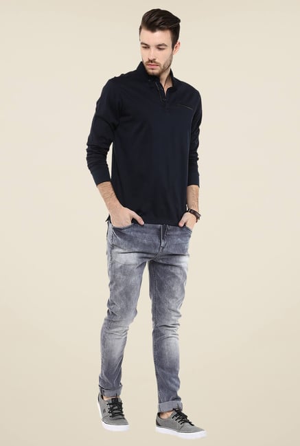 Mufti Navy Solid Polo T Shirt Mufti Navy Solid Polo T Shirt