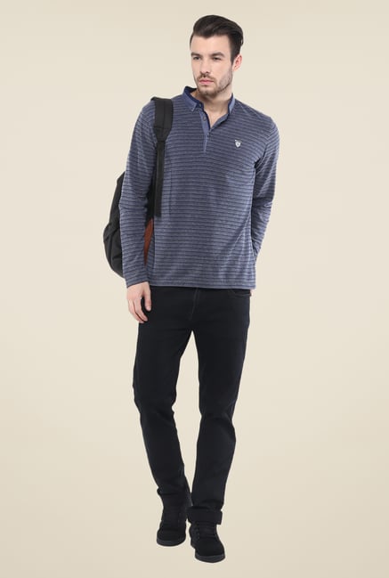 Mufti Blue Striped Polo T Shirt Mufti Blue Striped Polo T Shirt