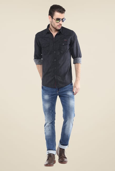 Mufti Mid Blue Solid Jeans Mufti Mid Blue Solid Jeans