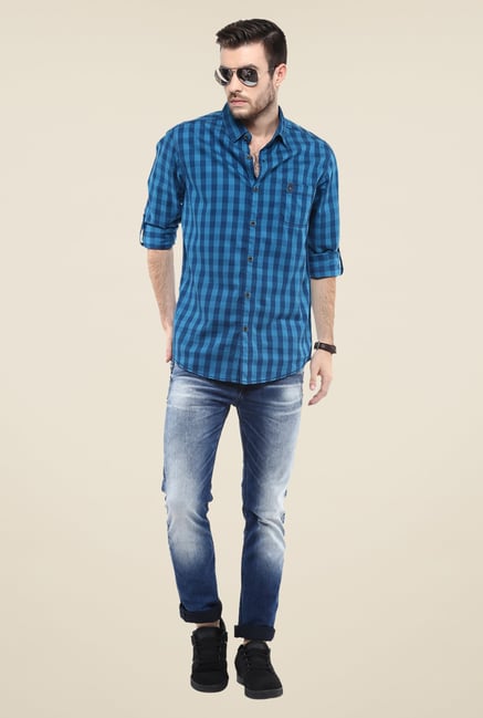 Mufti Blue Checks Shirt Mufti Blue Checks Shirt