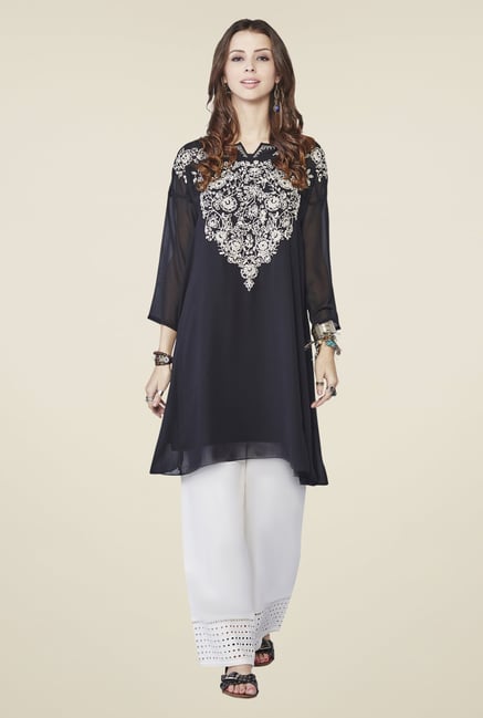 Global Desi Black Embroidered Tunic Global Desi Black Embroidered Tunic