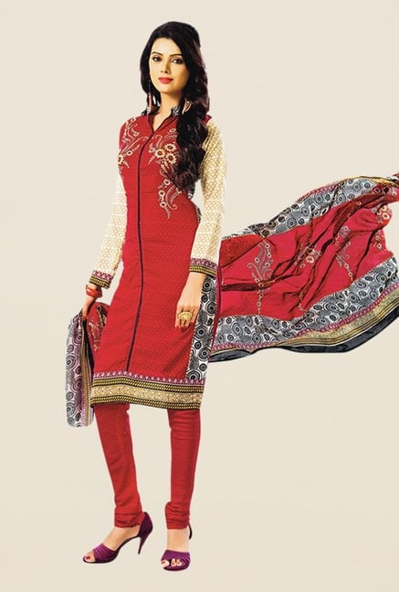 Salwar Studio Red Printed Dress Material Salwar Studio Red Printed Dress Material