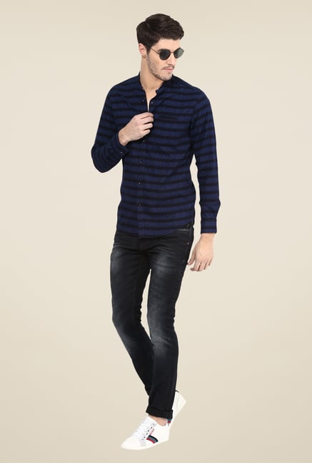Mufti Navy Striped Shirt Mufti Navy Striped Shirt