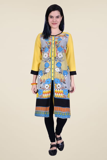 Juniper Yellow Printed Kurta Juniper Yellow Printed Kurta