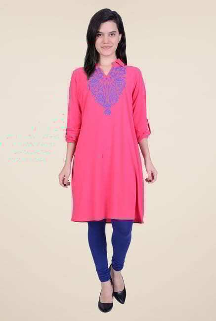 Juniper Fuchsia Embroidered Kurta Juniper Fuchsia Embroidered Kurta