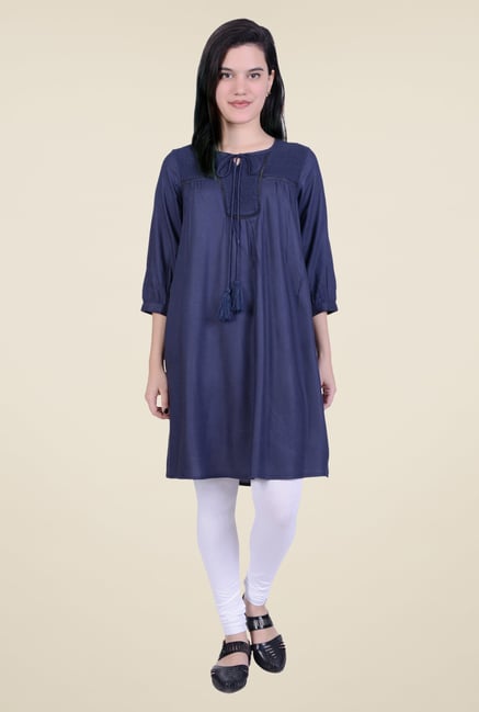 Juniper Navy Solid Kurta Juniper Navy Solid Kurta