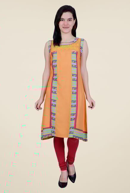 Juniper Orange Sleeveless Kurta Juniper Orange Sleeveless Kurta