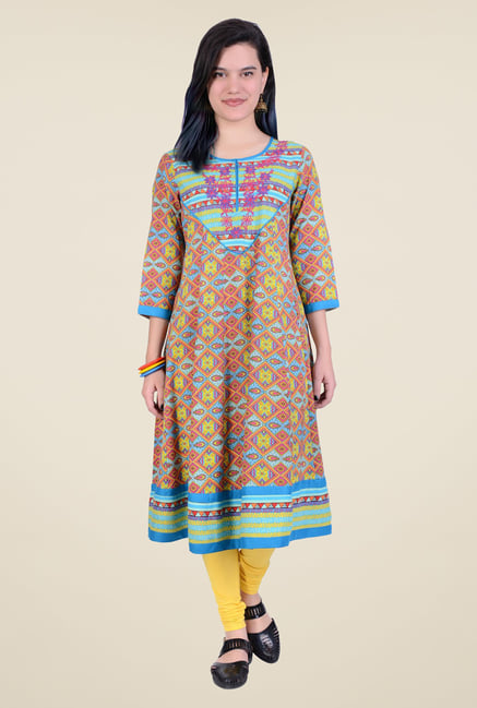 Juniper Aqua Printed Kurta Juniper Aqua Printed Kurta