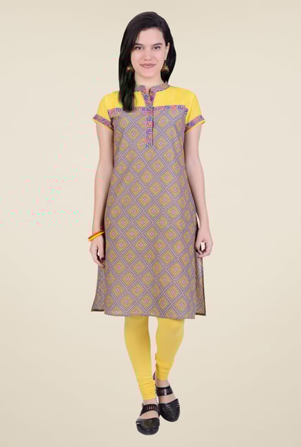 Juniper Yellow Printed Kurta Juniper Yellow Printed Kurta