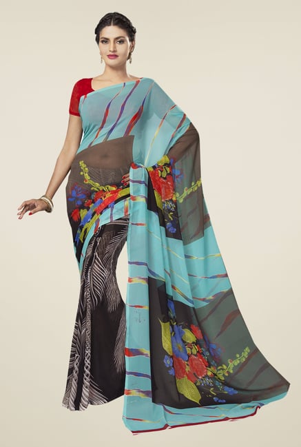 Ishin Multicolor Faux Georgette Printed Saree Ishin Multicolor Faux Georgette Printed Saree