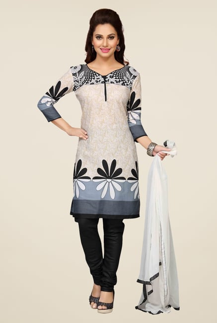 Ishin Off White & Black Printed Unstitched Dress Material Ishin Off White & Black Printed Unstitched Dress Material