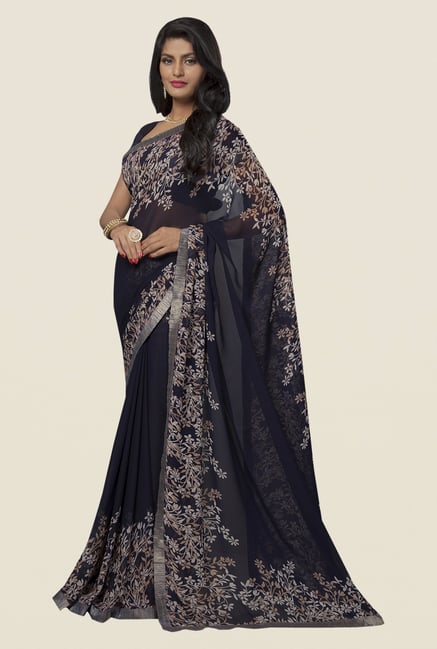 Ishin Black Faux Georgette Printed Saree Ishin Black Faux Georgette Printed Saree