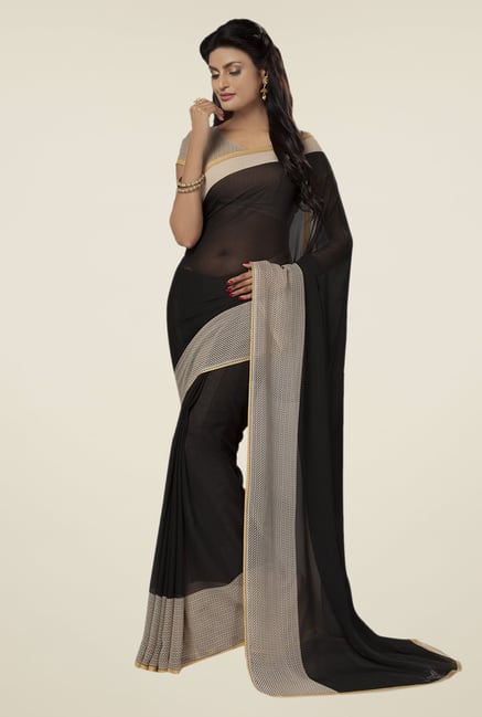 Ishin Black Faux Georgette Printed Saree Ishin Black Faux Georgette Printed Saree