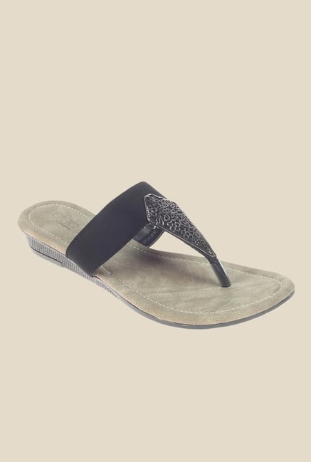 Khadim's Cleo Black T-Strap Sandals Khadim's Cleo Black T-Strap Sandals