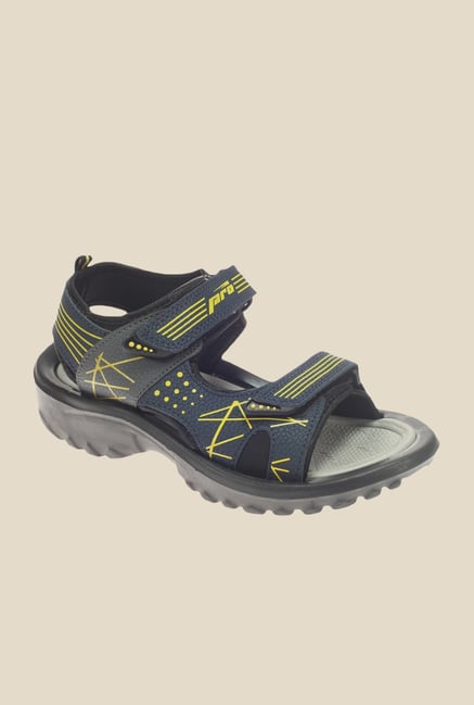 Khadim's Pro Navy & Yellow Floater Sandals Khadim's Pro Navy & Yellow Floater Sandals