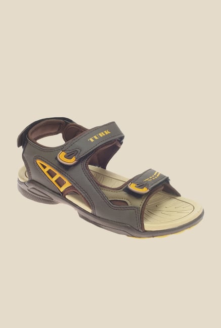 Khadim's Turk Grey & Yellow Floater Sandals Khadim's Turk Grey & Yellow Floater Sandals