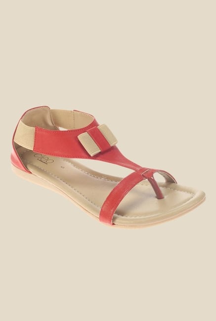 Khadim's Cleo Red & Beige Casual Sandals Khadim's Cleo Red & Beige Casual Sandals