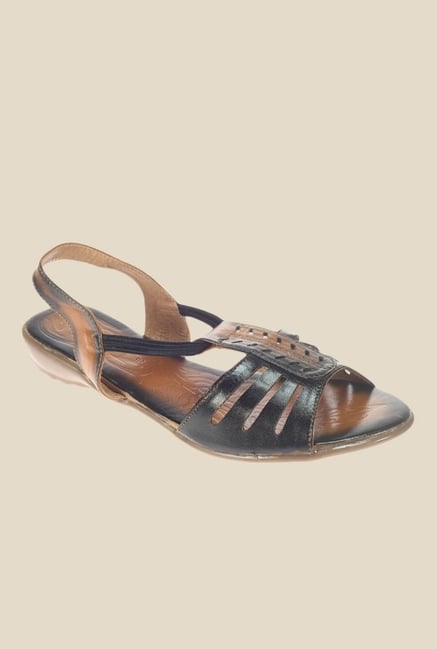 Khadim's Black & Tan Sling Back Sandals Khadim's Black & Tan Sling Back Sandals