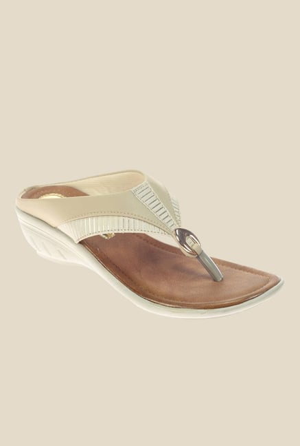 Khadim's Cleo Ivory Wedge Heeled Thong Sandals Khadim's Cleo Ivory Wedge Heeled Thong Sandals