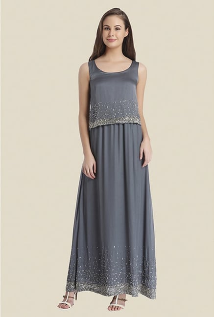 Ether Grey Ariana Embellished Designer Dress Ether Grey Ariana Embellished Designer Dress