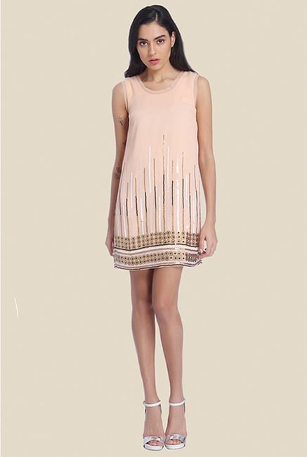 Ether Peach Alice Raw Edge Sequin Shift Dress Ether Peach Alice Raw Edge Sequin Shift Dress