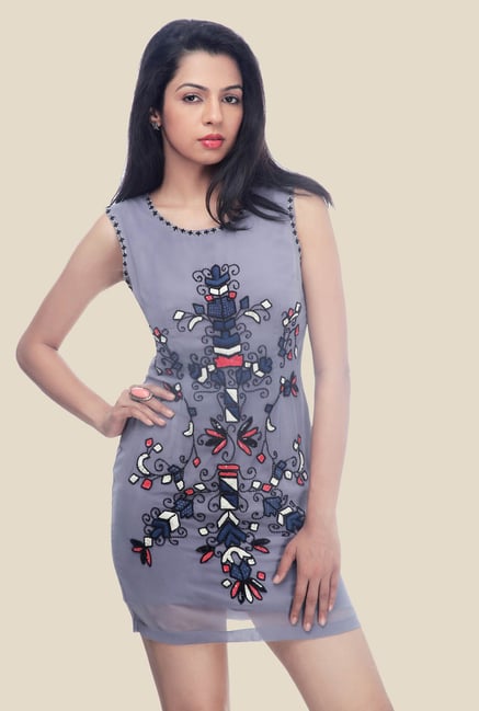 Ether Violet Venus Hand Embroidered Designer Shift Dress Ether Violet Venus Hand Embroidered Designer Shift Dress