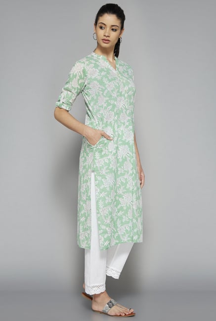 Utsa by Westside Sea Green Floral Print Kurta Utsa by Westside Sea Green Floral Print Kurta