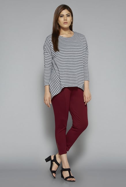 Gia by Westside Grey Striped Top Gia by Westside Grey Striped Top
