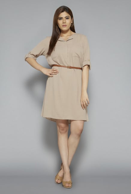 Gia by Westside Taupe Solid Dress Gia by Westside Taupe Solid Dress