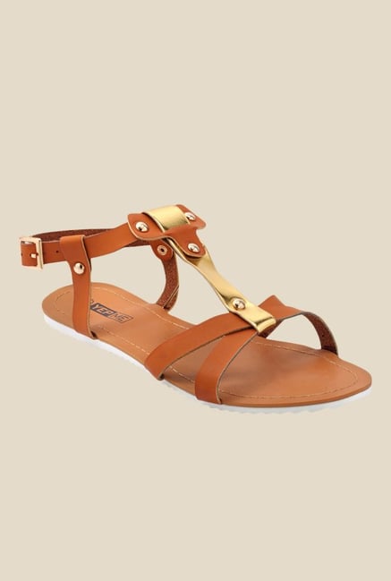 Yepme Brown & Golden Back Strap Sandals Yepme Brown & Golden Back Strap Sandals