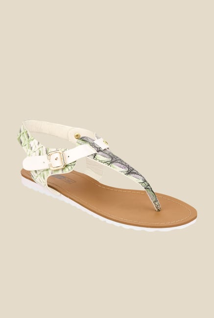 Yepme White & Green T-Strap Sandals Yepme White & Green T-Strap Sandals