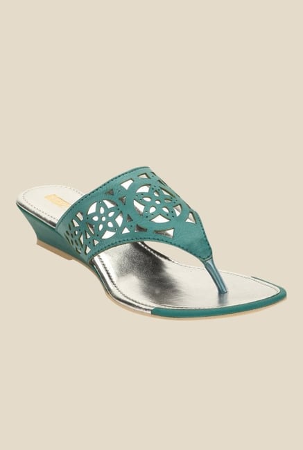 Yepme Green Wedge Heeled Thong Sandals Yepme Green Wedge Heeled Thong Sandals