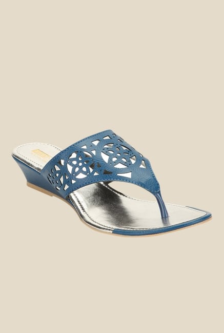 Yepme Navy Wedge Heeled Thong Sandals Yepme Navy Wedge Heeled Thong Sandals