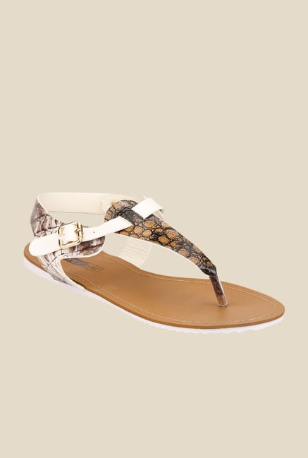 Yepme Brown & White T-Strap Sandals Yepme Brown & White T-Strap Sandals